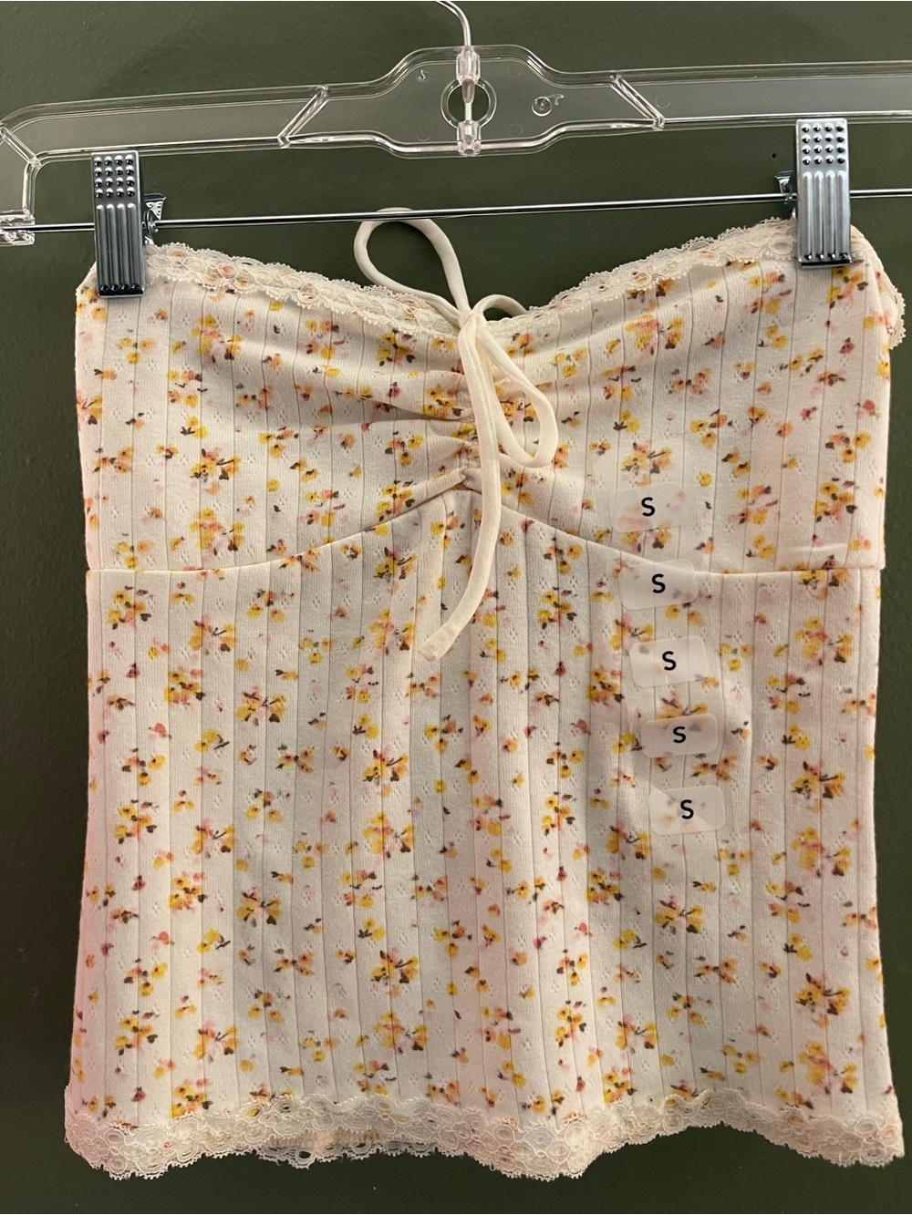 Women's Cream Floral Lace-Trim Cami Top